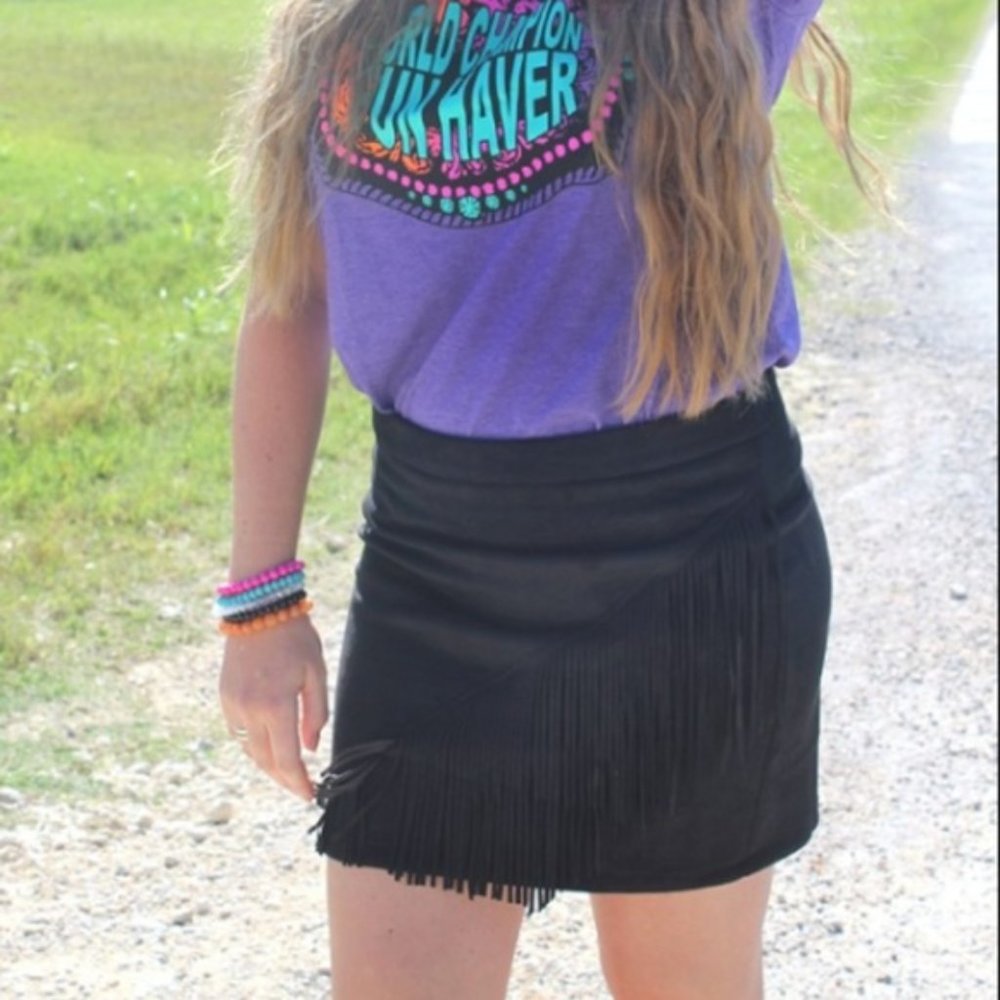 NWT BLACK FRINGE SKIRT